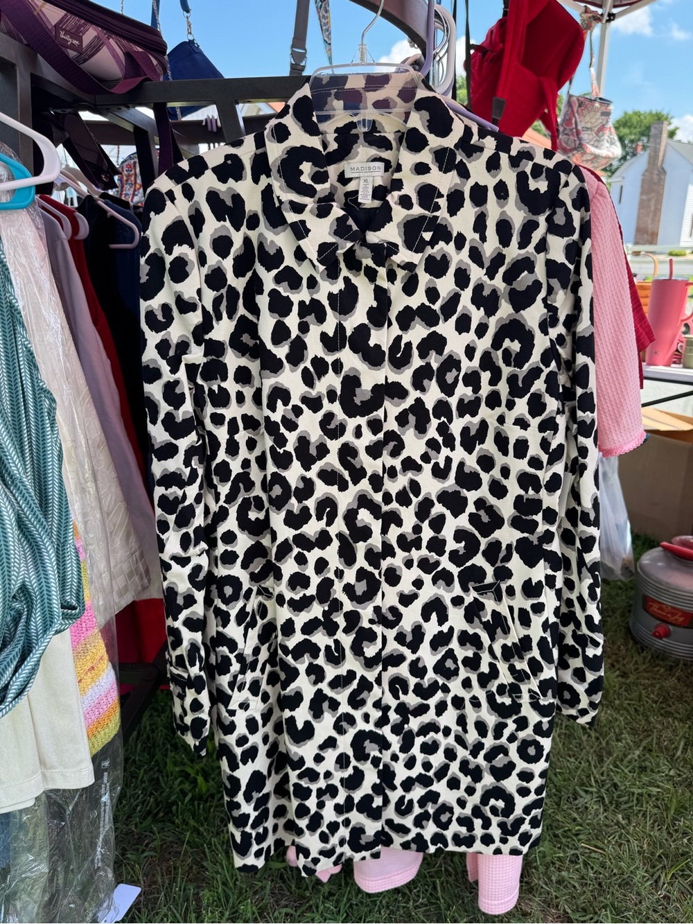 Madison Black and White Leopard Print Button-Up